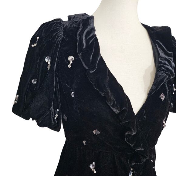 Anthropologie's Maeve Short-Sleeve Embellished Velvet Mini Dress - Picture 7 of 14